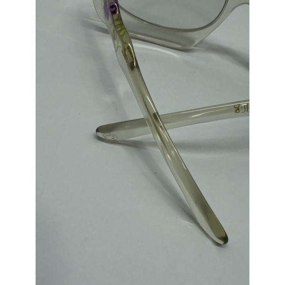 Renauld 1970\'s Womens Sunglasses Lucite Purple Flowers Light Gray  France VTG main image 16